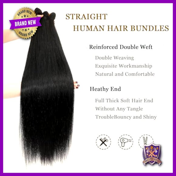 Straight Human Hair Extensions 20 Inch 3 Bundles Raw Remy Hair No Shedding main image 4